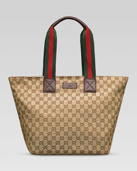 gucci original gg canvas tote with signature web straps brown